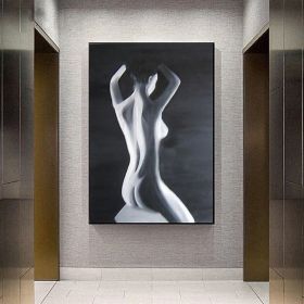 Handpainted large Sexy Naked Back Wall Art Sexy Girl woman Modern Abstract Nude Oil Painting on Canvas Home Entryway Living Room Bedroom Luxurious Dec (Style: 03, size: 50X70cm)